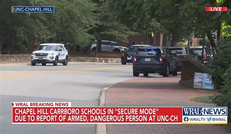 Alert Carolina – UNC-Chapel Hill: !Alert Carolina! Emergency-Update: Reports of an armed & dangerous person on/near campus. Continue to shelter in place and check alertcarolina.unc.edu for info. September 13, 2023 - 1:54 pm!Alert Carolina! Emergency-Update: Reports of an armed & dangerous person on/near campus.